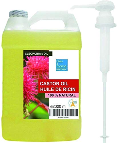 Aceite de Ricino Prensado en frío 2000 ml Con dispensador- Castor Oil - Anti bolsas, Cabello, Rostro, Uñas - Vegano, Sin hexano, No OGM