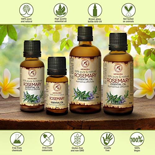 Aceite Esencial de Romero 10ml - Rosmarinus Officinalis - España - 100% Puro y Natural - Rosemary Essential Oil - Buen Humor - Relájese - Mejor para Aromaterapia - SPA - Cuidado Personal - Difusor