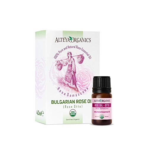 Aceite esencial orgánico Alteya Búlgara Rose (Rosa Damascena Rose Otto) 4.3 ml – 100% USDA certificado orgánico puro natural auténtico destilado al vapor y vendido directamente por The Rose Grower Alteya Organics