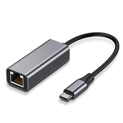 Adaptador USB C a Ethernet Hub, USB Tipo C (Thunderbolt 3) a Gigabit Ethernet RJ45 10/100/1000 Mbps Adaptador LAN Ethernet para Macbook Pro, Huawei Matebook, Samsung Galaxy y Otros