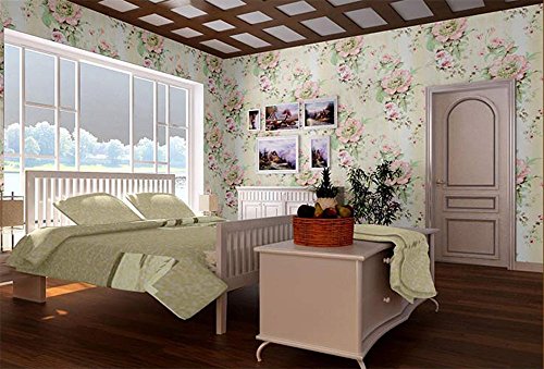 Adhesivo decorativo rosa peonía flores papel de contacto estante maletero Peel y Stick extraíble papel pintado para estantes cajón muebles pared artes y manualidades decoración 45 x 200 cm