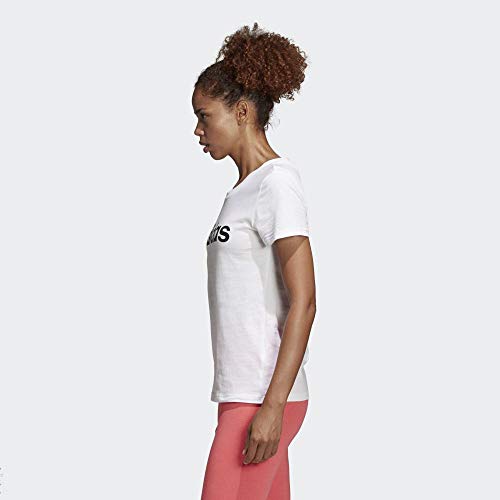 adidas W E Lin Slim T Camiseta de Manga Corta, Mujer, Blanco (White/Black), S