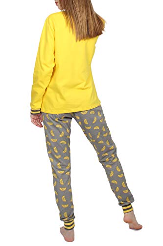 ADMAS Pijama Manga Larga Lemon para Mujer, Color Amarillo, Talla XL