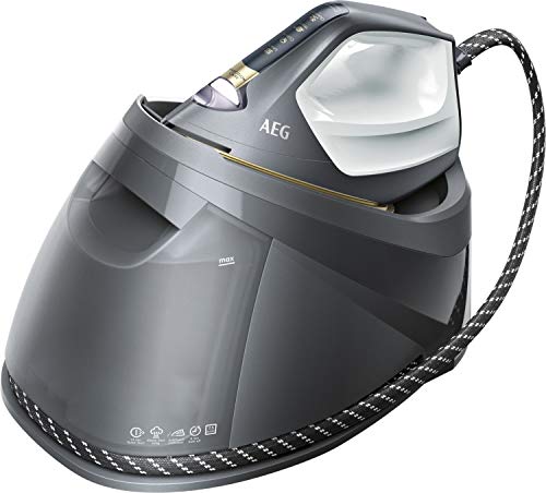 AEG Centro de Planchado ST8-1-8EGM con depósito extraíble de 1,2 l, 460 g/mm de Golpe, 7.5 Bares de presión de Vapor, 2400 W, Acero Inoxidable, Gris Metálico, 1.2 litros