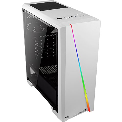 Aerocool Cyclon, Caja de Ordenador Para Pc (Semitorre, Atx, Panel Lateral Acrílico, Led Rgb en Panel Frontal, 13 Modos de Iluminación, Incluye Ventilador Trasero 12Cm, USB 3.0), Blanco