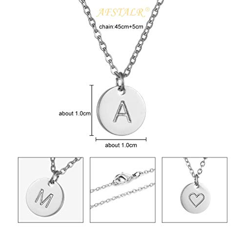 AFSTALR Colgantes Iniciales Mujer Plata Collar Letras J con Corazón Nombre Redondo Personalizado Letras Joyería Regalo de Cumpleaños