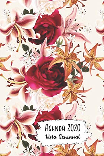 Agenda 2020 Vista Semanal: 12 Meses Programacion Semanal Calendario en Espanol Diseno Rosas Rojas