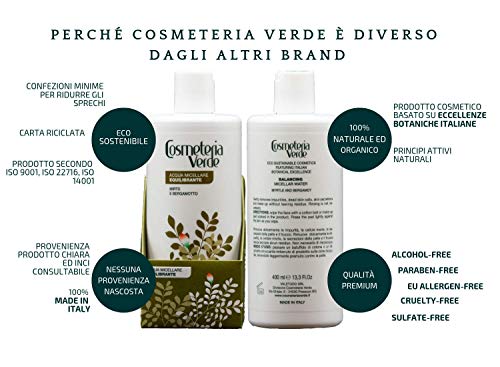 Agua Micelar Equilibrante Cosmeteria Verde - Remueve dulcemente las impurezas, las celulas muertas,las secreciones de la piel y el maquillaje sin algún residual.