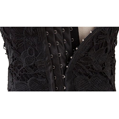 Aiuem Encaje Push Up Bralet Corsé de Mujer Sujetador Bustier Night Club Party Recortar Top Chaleco (Negro, L)