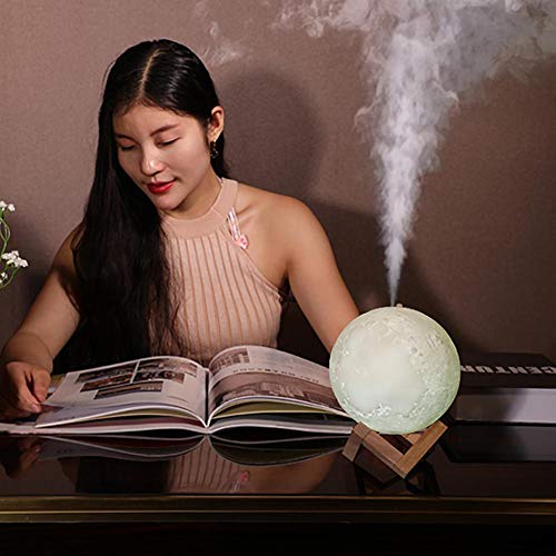 akaddy 880mL Humidifier 3D Moon Lamp Aroma Essential Oil Diffuser (Rechargeable)