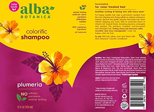 Alba Botanica Natural Hawaiian Shampoo Colorific Plumeria 350ml by Alba Botanica