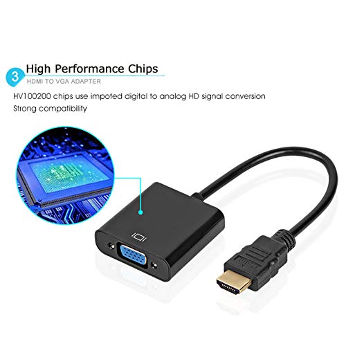 Alextry - Adaptador de HDMI a VGA - Convertidor macho a hembra 1080P para Tablet, PC portátil