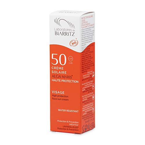 Algamaris - Crema solar facial, SPF50, certificado bio, 50 ml