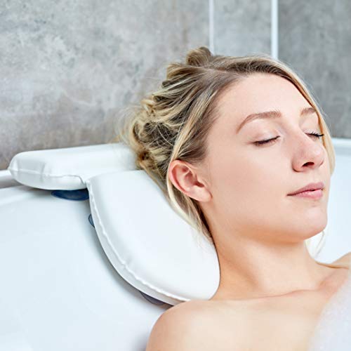 Almohada De Bañera | Las Mejores Almohadas De Bañera Para La Cabeza Y Cuello Por Tranquil Beauty Con 7 Ventosas | Cojín De Baño De Lujo Para Soporte Lumbar Completo Con Adorable Caja De Regalo