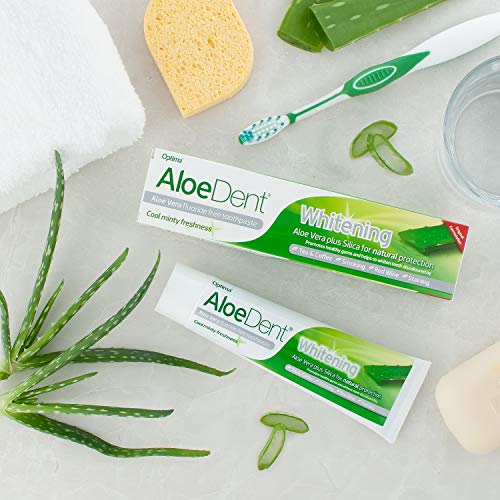 Aloedent - Pasta de dientes blanqueadora de aloe vera libre de flúor, 100 ml