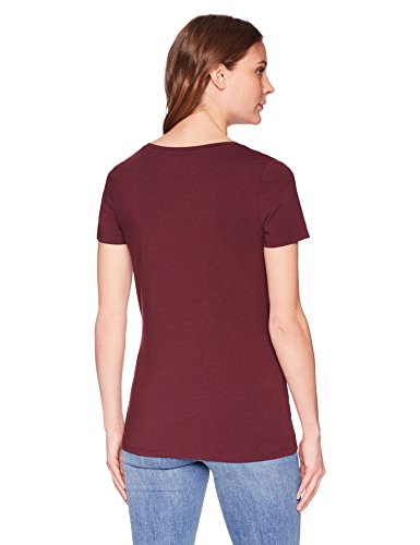 Amazon Essentials Camiseta de manga corta clásico con cuello en V, Mujer, Multicolor (Granate/Azul Marino), XS, pack de 2