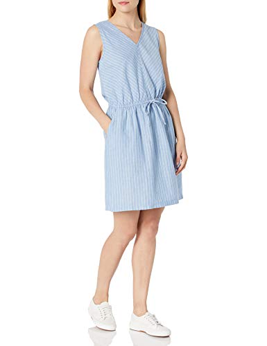 Amazon Essentials Sleeveless Linen Dress, Franja Azul Francesa, US L (EU L - XL)