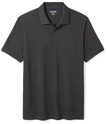 Amazon Essentials Slim-Fit Cotton Pique Polo Shirt Shirts, Carbón Heather, US L (EU L)