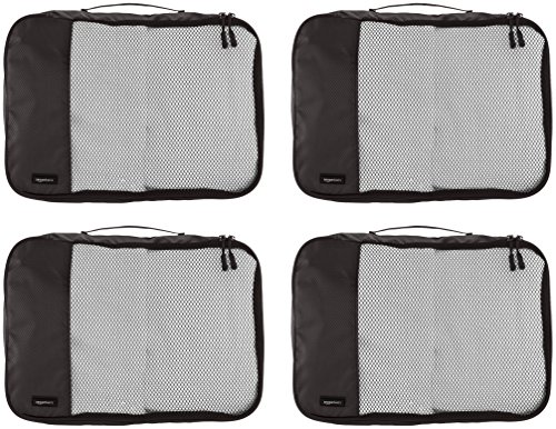 AmazonBasics - Bolsas de equipaje medianas (4 unidades), Negro