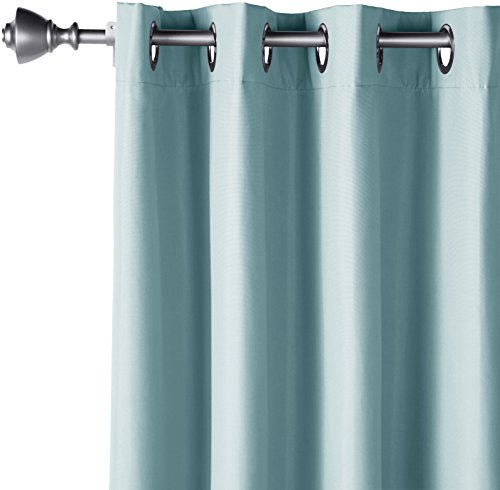 AmazonBasics - Juego de cortinas que no dejan pasar la luz, con ojales, 140 x 245 cm, Verde agua