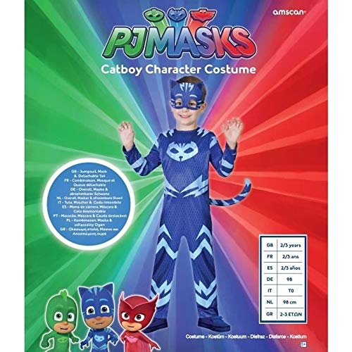 amscan 9902951, PJ Masks YOYO-Gatuno, Disfraz, Color Azul, 2/3 años