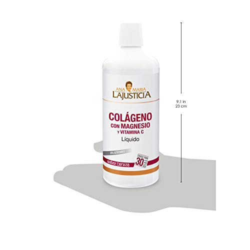 Ana Maria Lajusticia - Colágeno con magnesio y vitamina c – 1 litro (sabor cereza) articulaciones fuertes y piel tersa. Regenerador de tejidos con colágeno hidrolizado. Envase para 30 días.