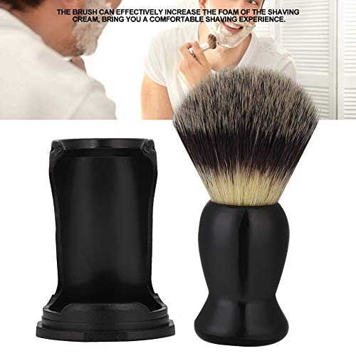 ANGGREK Portaescobillas de Afeitar, Herramienta Profesional de Afeitar con Soporte para brocha de Barba Negra Soporte de brocha de Afeitar Liviana para el hogar Personal(Beard Brush + Holder)