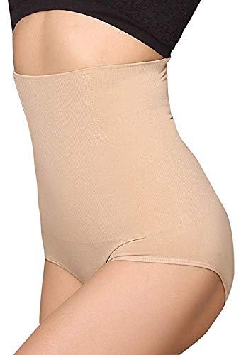 ANGOOL Cintura Alta Braguitas Moldeadora Fajas Reductoras Efecto Vientre Plano para Body Shaper para Mujer (Beige, L)