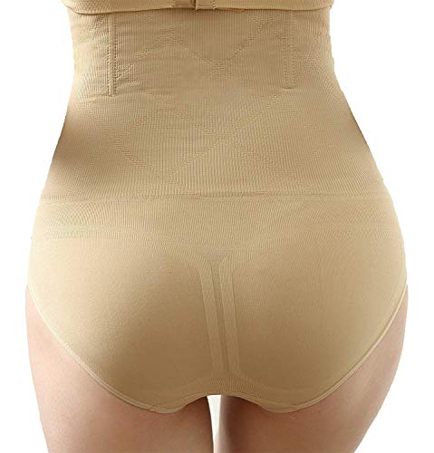 ANGOOL Cintura Alta Braguitas Moldeadora Fajas Reductoras Efecto Vientre Plano para Body Shaper para Mujer (Beige, L)