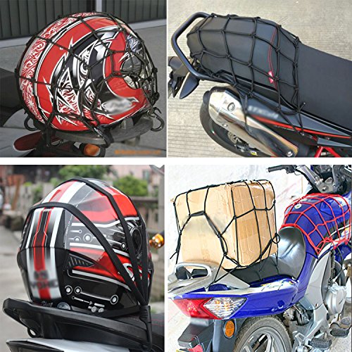 Annhao 2 Piezas Red de Equipaje (40 * 40cm) + 2 Piezas Cuerda de Equipaje (60cm), Vendaje Cuerda Red Elástica Casco de Motocicleta Red Equipaje Cuerda Equipaje (Negro)