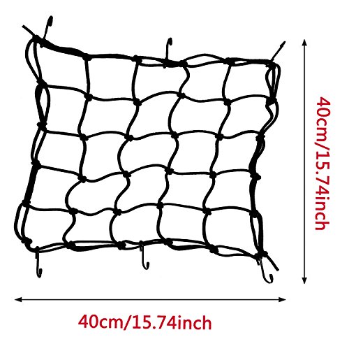 Annhao 2 Piezas Red de Equipaje (40 * 40cm) + 2 Piezas Cuerda de Equipaje (60cm), Vendaje Cuerda Red Elástica Casco de Motocicleta Red Equipaje Cuerda Equipaje (Negro)