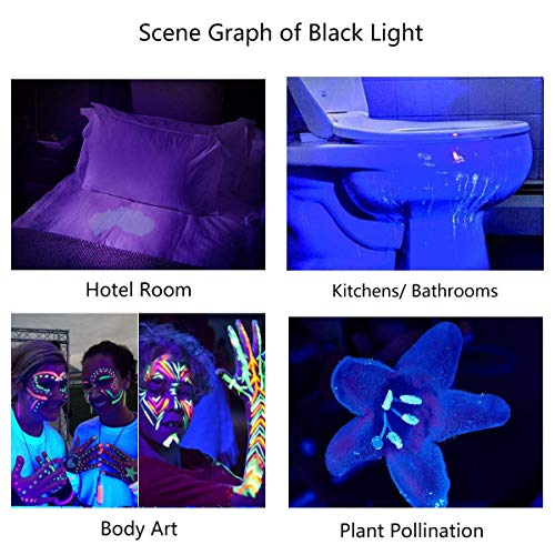 Antorcha de linterna UV, un modo 300LM Zoomable 396nm UV-Ultraviolet LED Blacklight para la detección de manchas de perros mascotas Comprobación de pasaporte Dinero, cosmética y más