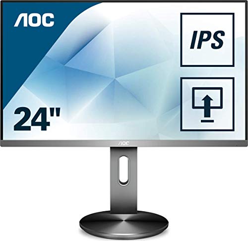 AOC Monitores I2490PXQU/BT - Pantalla para PC de 23.8" (resolución 1920 x 1080 pixels, tecnología FlickerFree y LowBlue, contraste 1000:1, 4 ms, HDMI, Displayport, Regulable en altura), Negro