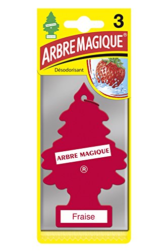 Arbre Magique PER90519 1 Pack de 3 Ambintadores Pino celulosa Aroma Fresa para Colgar Coche
