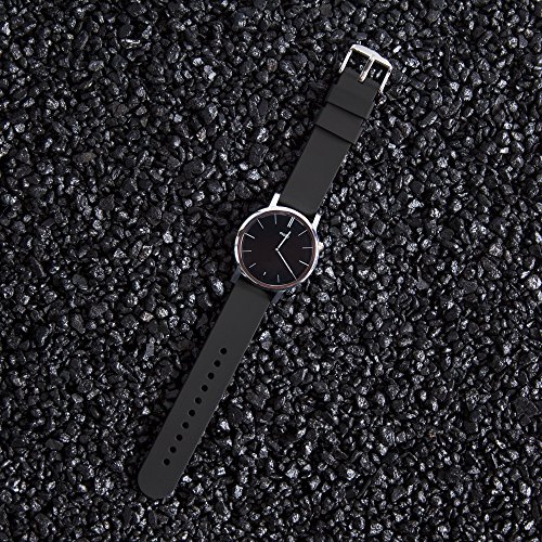 Archer Watch Straps | Repuesto de Correa Reloj de Silicona para Hombre y Mujer, Caucho Fácil de Abrochar para Relojes y Smartwatch | Negro, 24mm