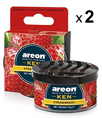 Areon Ken Ambientador Coche Fresa Olor Fruit Dulce Hogar Aire Casa Lata Debajo Asiento Perfume Original Rojo 3D ( Strawberry Pack de 2 )