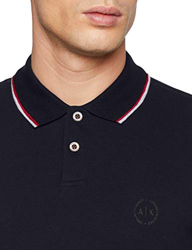 Armani Exchange Double Stripe Polo, Azul (Navy 1510), X-Small para Hombre