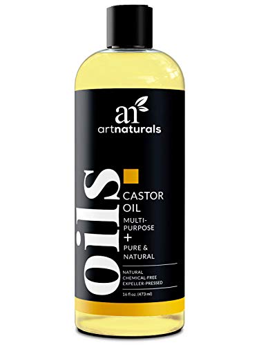 Aroamas Aceite de ricino puro orgánico y aceite hidratante 100% prensado en frío de Jamaica para cabello, piel y pestañas (16 Fl Oz / 473ml) 100% Aceite de ricino