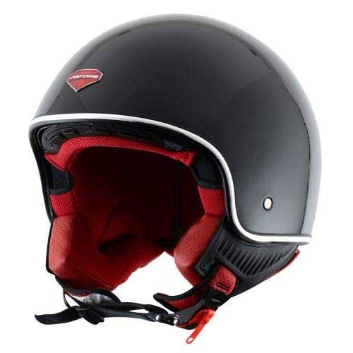 Astone Helmets - Minijet rétro - Casque jet rétro - Casque de moto vintage - Casque café racer- Casque en polycarbonate - gloss black M