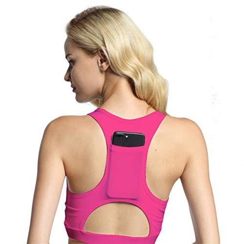 ASVNDD Las Mujeres Sujetador de los Deportes con el teléfono de Bolsillo de impresión Yoga Superior de la Aptitud Running Wear Haut Femme Relleno Gimnasio Bras inalámbrica Top Deportivo Run