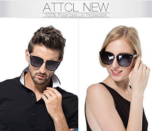 ATTCL Clásico Gafas De Sol Hombre mujer Polarizadas Protección UV 555-Black