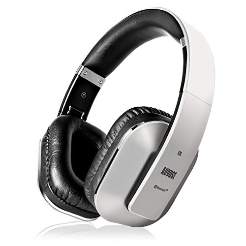 August EP650 Cascos Bluetooth 4.2 Inalámbrico NFC - Auriculares de Diadema Plegable -Sonido Estéreo Bass Rich - Over Ear Headphones con August Audio App para Ajustar EQ - Baja Latencia