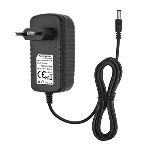 Aukru 9V DC adaptador de fuente de alimentación pedal de efecto de guitarra con 7 vías cables - negro