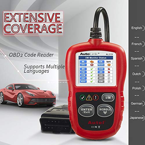 Autel Autolink AL319 Bus Can Diagnosis Multimarca 2 EOBD Auto Scanner Lee y Borra Códigos de Error de Automóviles con Interfaz Estandar OBD II 16 Pines, AL 319