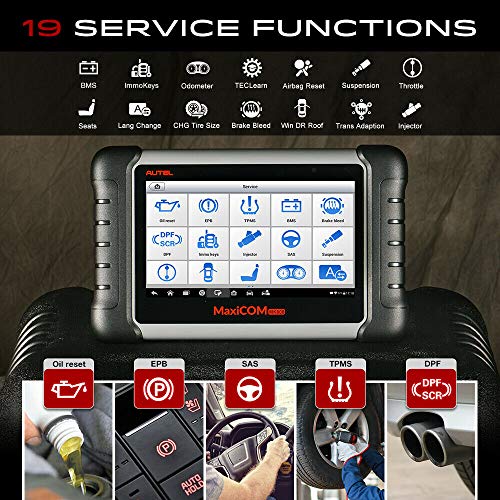 Autel MK808 MaxiCOM OBD2 Herramienta de diagnóstico con Todas Las Funciones del Sistema y Servicio, Incluyendo reinicio de Aceite, EPB, BMS, SAS, DPF, TPMS e IMMO (MD802+MaxiCheck Pro)