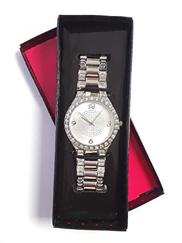 Avon Iszla - Reloj analógico de acero inoxidable con cristal y cristal plateado