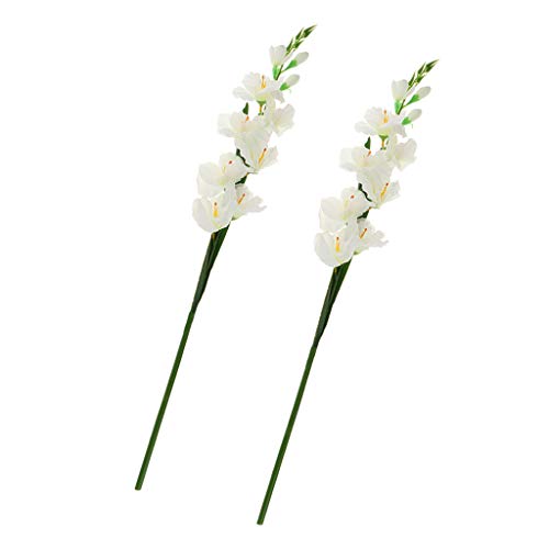 B Blesiya 2 Piezas Flores Artificiales Flores De Gladiolo De Seda con Tallo para Arreglos Florales Boda Hogar Decoración De Bricolaje (Blanco)