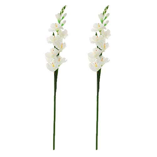 B Blesiya 2 Piezas Flores Artificiales Flores De Gladiolo De Seda con Tallo para Arreglos Florales Boda Hogar Decoración De Bricolaje (Blanco)