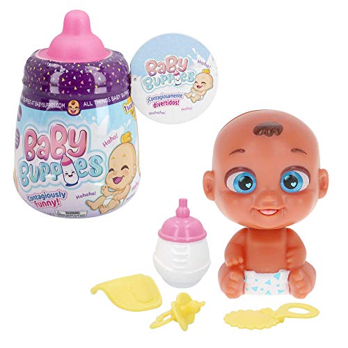 Baby Buppies Biberón Cuna mágico Sorpresa con complementos bebé muñeco, biberón, sonajero, chupete, babero, guía de cuidados y certificado de nacimiento juguetes niños 3 años