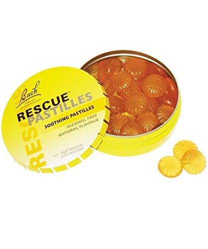 Bach Rescue Remedy, Pastillas para chupar naranja 50gr - Componentes florales naturales, Para conseguir equilibrio emocional y estado de ánimo, Sin azúcares ni aditivos.